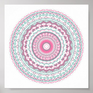 Heartfelt Mandala Kaleidoscope Pattern Poster