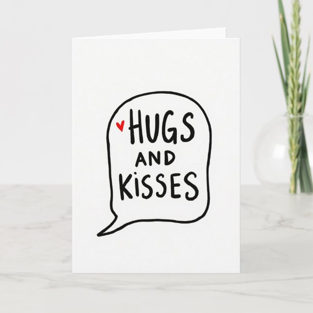 Heartfelt Minimalist Hugs Kisses Card (Front)
