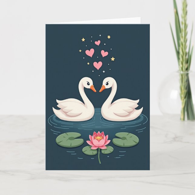 Heartfelt Minimalist Swans Card (Front)