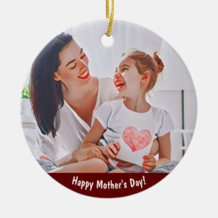 Heartfelt Mom Love Frame Ceramic Ornament