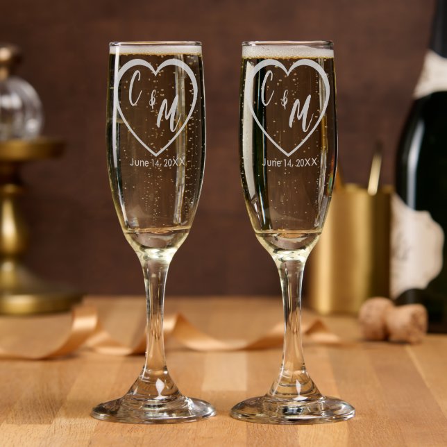 Heartfelt Monogram Champagne Flute (Party)