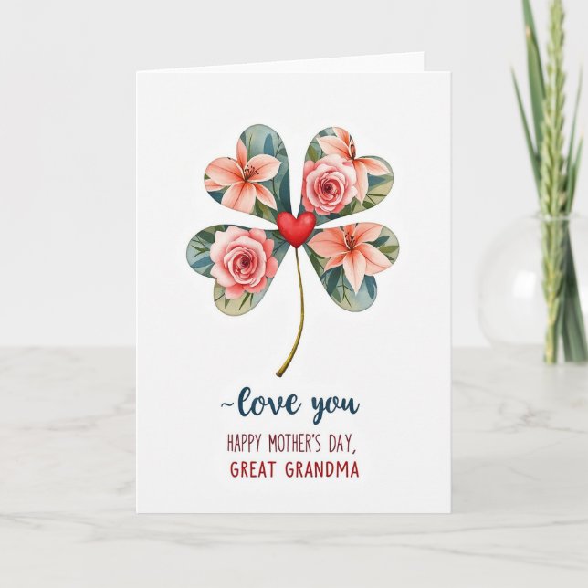 Heartfelt Mothers Day Clover Card (Front)
