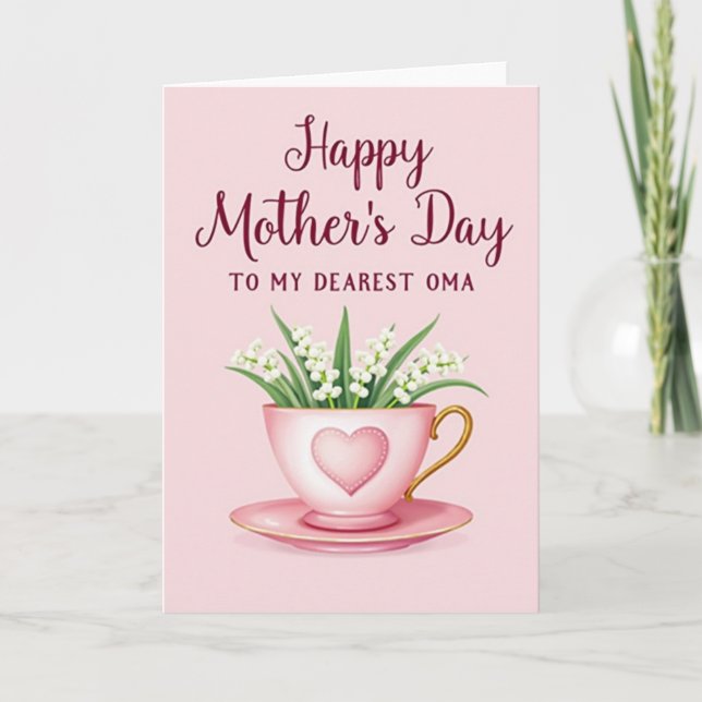 Heartfelt Mothers Day Teacup Card (Front)