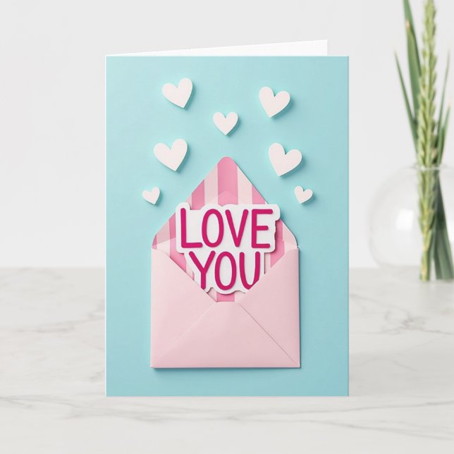 Heartfelt Pastel Love You Card (Front)