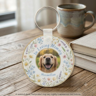 Heartfelt Pastel Watercolor Pet Loss Wildflower Keychain