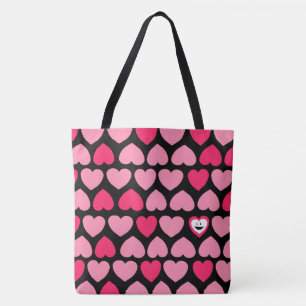 Heartfelt Pattern with Smiling Heart Tote Bag