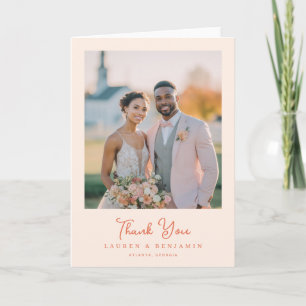 Heartfelt Peach Elegant Photo Thank You Card