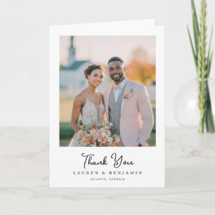 Heartfelt Peach Elegant Photo Thank You Card
