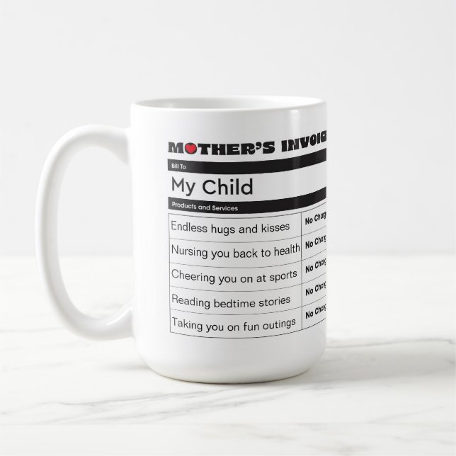 Heartfelt Photo - Mother's Invoice Appreciation Coffee Mug (Left)