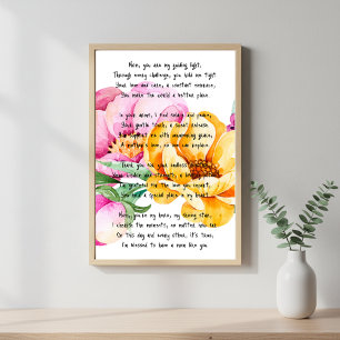 Heartfelt Poem & Watercolor Flowers for Mom Poster
