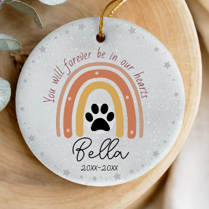 Heartfelt Rainbow Cute Dog Cat Pet Loss Tribute Ceramic Ornament