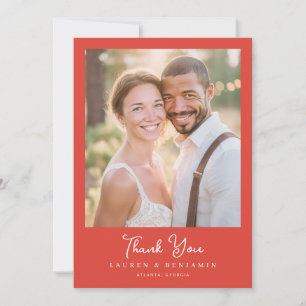 Heartfelt Red Modern Photo Thank You Card