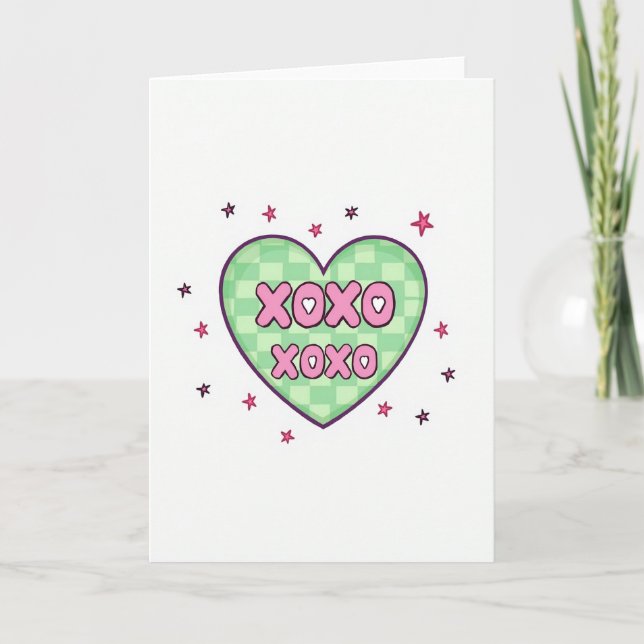 Heartfelt Retro Xoxo Love Card (Front)