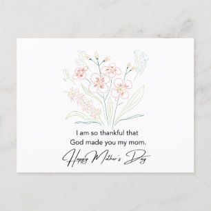 HeartFelt Sayings Mother's Day Flowers Drawing Postcard