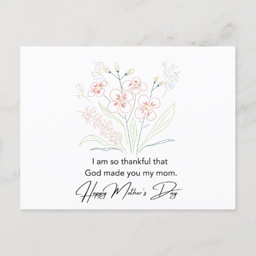 HeartFelt Sayings Mothers Day Flowers Drawing Postcard