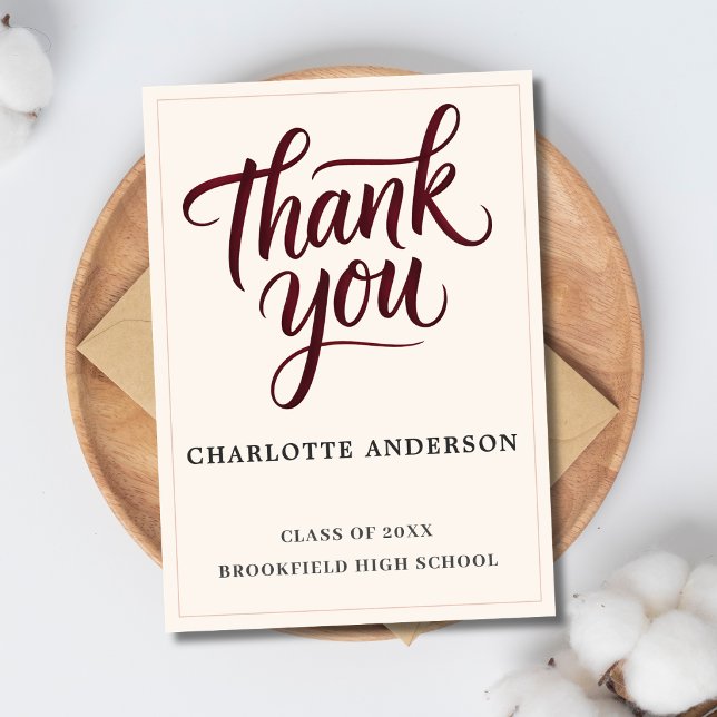Heartfelt Script Graduation Thank You Card (Creator Uploaded)