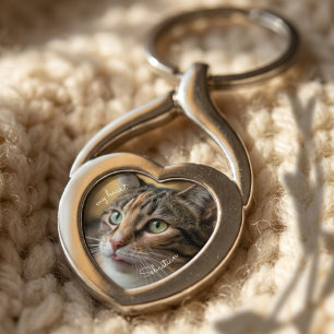 Heartfelt Silver Cat Memorial Sympathy Gift Keychain