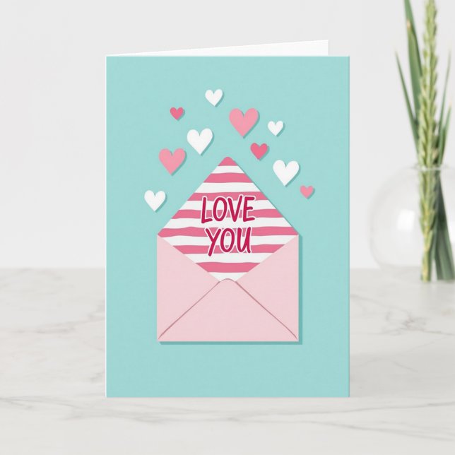 Heartfelt Striped Love You Card (Front)