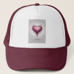 Heartfelt Style: Brown Trucker Hat with heart.