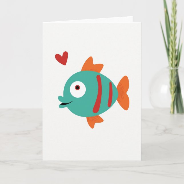 Heartfelt Teal Fish Art Card (Front)