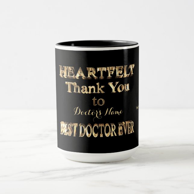 Heartfelt Thank You Best Doctor Ever Typography Mug (Center)