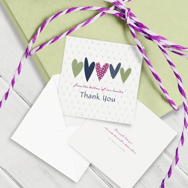 Heartfelt Thank you Hearts Little  Note Card (Creator Uploaded)