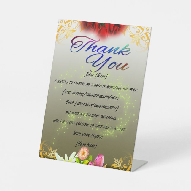 "Heartfelt Thanks and Appreciation" Pedestal Sign (Front)