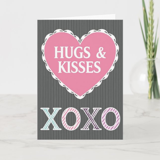Heartfelt Vintage Hugs Kisses Card (Front)