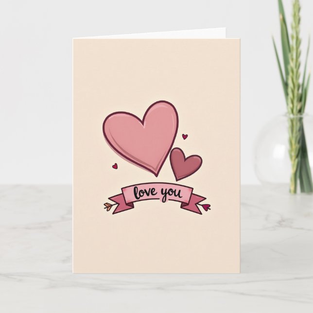 Heartfelt Watercolor Love You Card (Front)