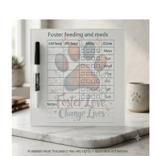 Heartfelt Watercolor Pawprint Rescue Schedule Dry Erase Board