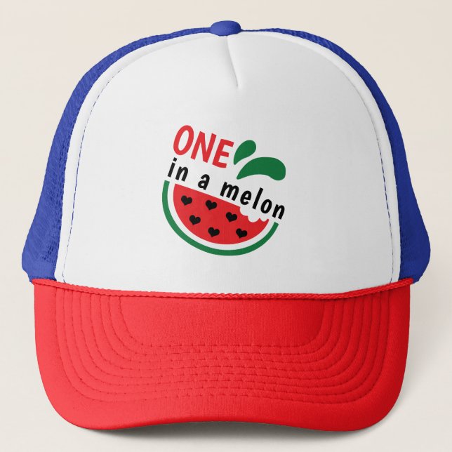 Heartfelt Watermelon ONE in a Melon Trucker Hat (Front)