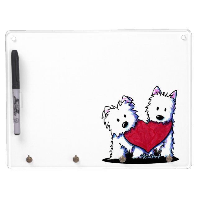 Heartfelt Westies Dry Erase Board and Keys Holder (Front)