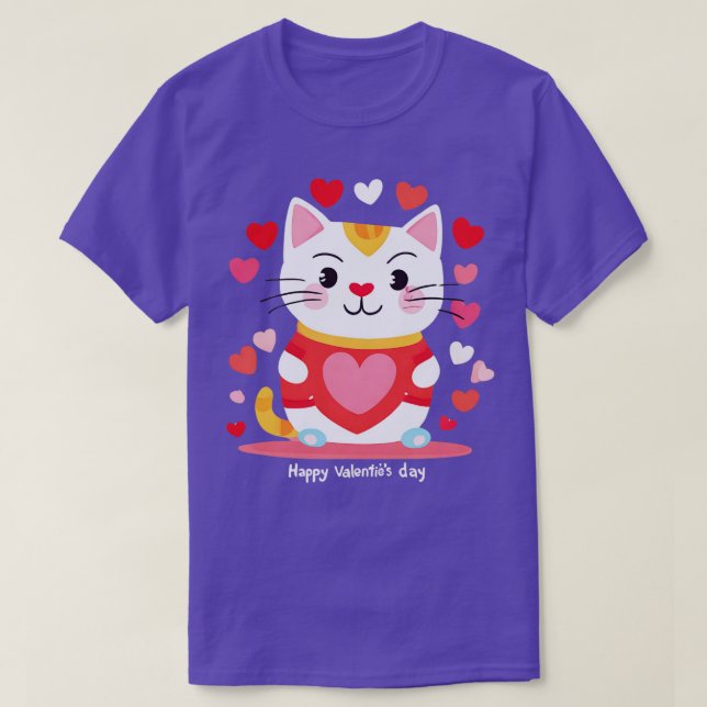 Heartfelt Whiskers A Valentines Day Feline Fantasy T-Shirt (Design Front)
