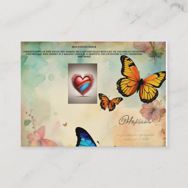 "Heartfelt Wishes on Your Wedding Day" Enclosure Card (Front)