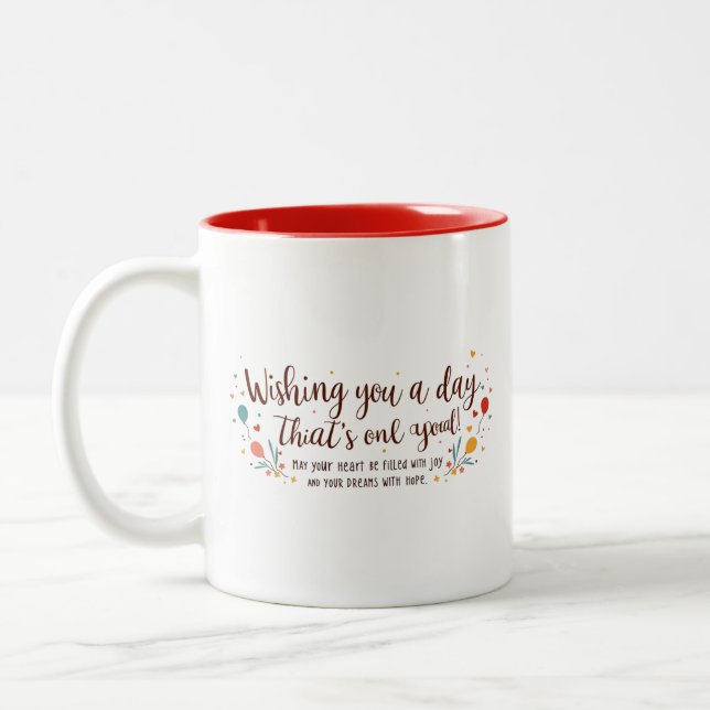 Heartfelt Wishes Two-Tone Coffee Mug (Left)