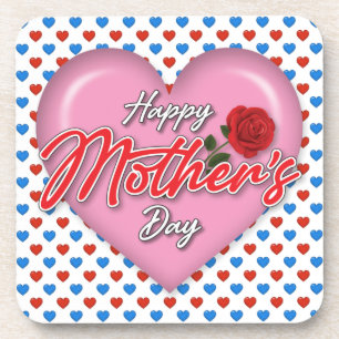 Heartful Elegant Mother’s Day Design Beverage Coaster