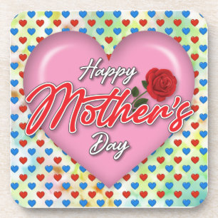 Heartful Elegant Mother’s Day Design Beverage Coaster