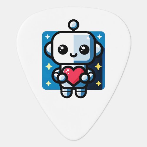 Heartful Robot _ Playful Tech_Inspired Love Art Guitar Pick