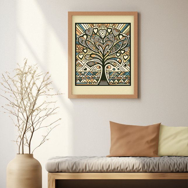 Heartful Roots: Bohemian Tree of Love Art Print (Creator Uploaded)