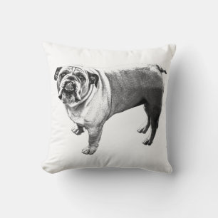 Hearth‑Side Bulldog Accent Throw Pillow