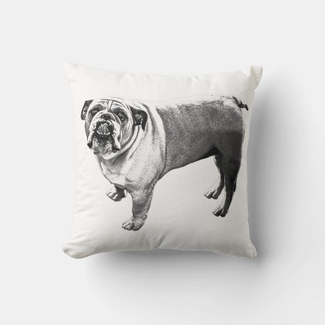 Hearth‑Side Bulldog Accent Throw Pillow (Front)