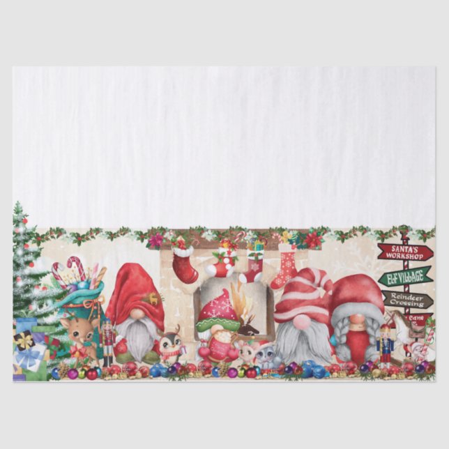 Hearth With Gnomes Tissue Paper (Front)