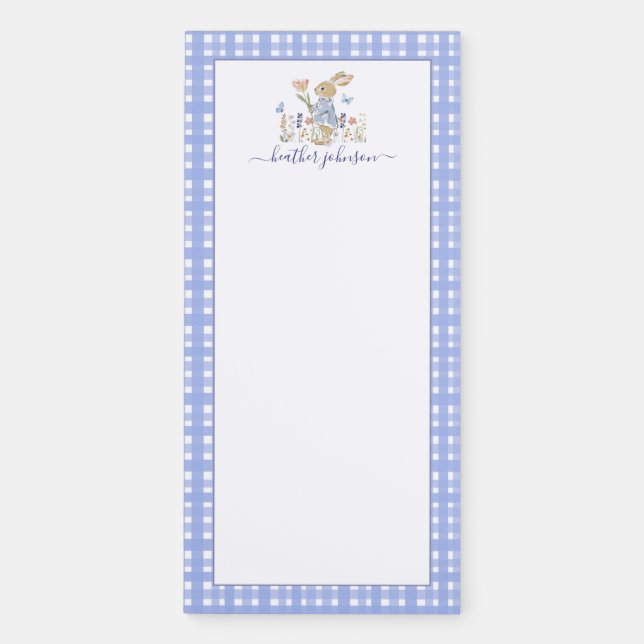 Hearthlight Notes Spring Soft Meadow Gingham Magnetic Notepad (Front)