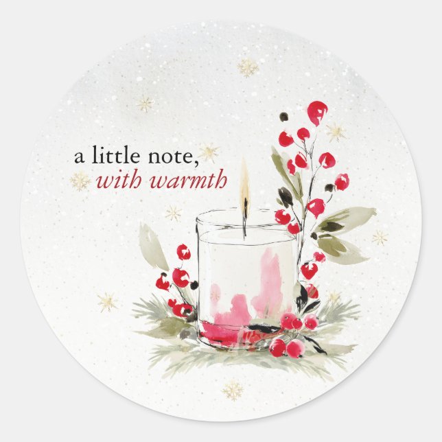 Hearthlight Notes Winter Cozy Candle Personalized Classic Round Sticker (Front)