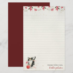 Hearthlight Notes Winter Cozy Kitten Personalized Stationery