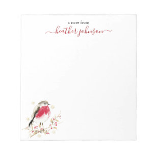 Hearthlight Notes Winter Robin Bird Personalized