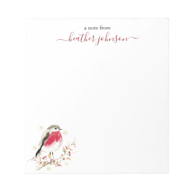 Hearthlight Notes Winter Robin Bird Personalized (Front)