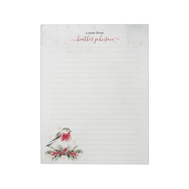 Hearthlight Notes Winter Robin Bird Personalized (Rotated)