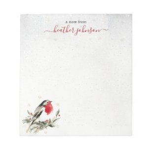 Hearthlight Notes Winter Robin Bird Personalized