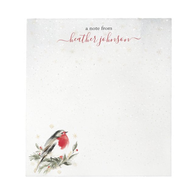 Hearthlight Notes Winter Robin Bird Personalized (Front)